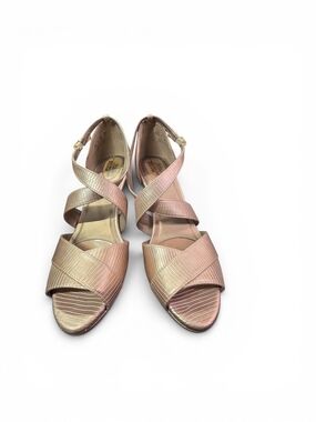 LifeStride Velocity Rose Gold Sandals Metallic Lizard Print Strappy Comfort- 8.5